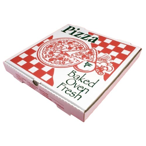 20" x 20" x 2" White "Baked Oven Fresh" Corrugated Pizza Box - Image 1