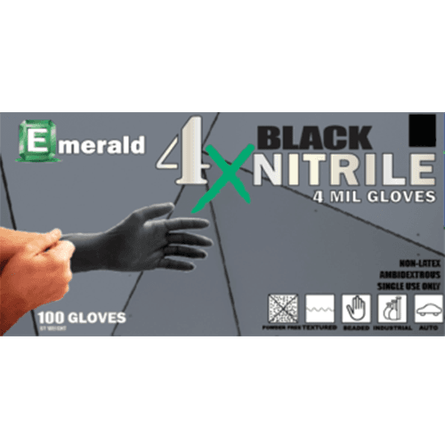 Emerald 4X Black General-Purpose Powder-Free X-Large Nitrile Glove - Image 1
