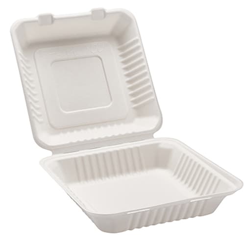 9" x 9" x 3" Fiber Clamshell, 1-Compartment - Image 1