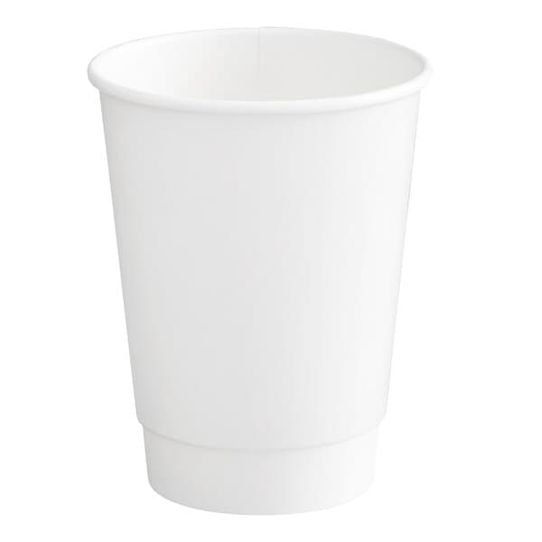12 oz PE Lined Double Wall Paper Hot Cup, White Inner Wall + Kraft Outer Wall - Printed 1 Color (Lost Draft Custom Print)