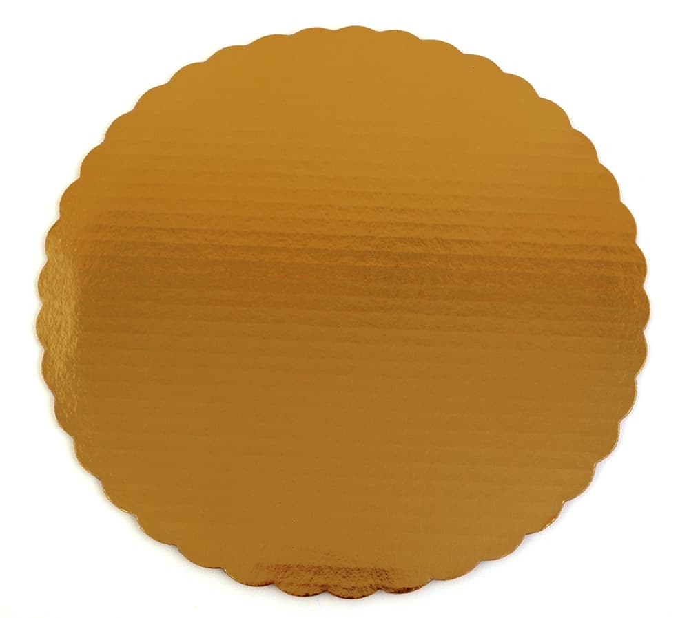 Southern Champion 12" Scalloped Metallic Gold Cake Circle - Image 1