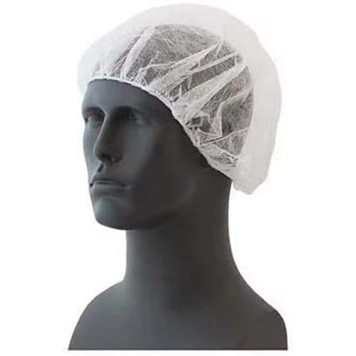 Emerald 24" White Disposable Polypropylene Bouffant Cap Hair Net - Image 1