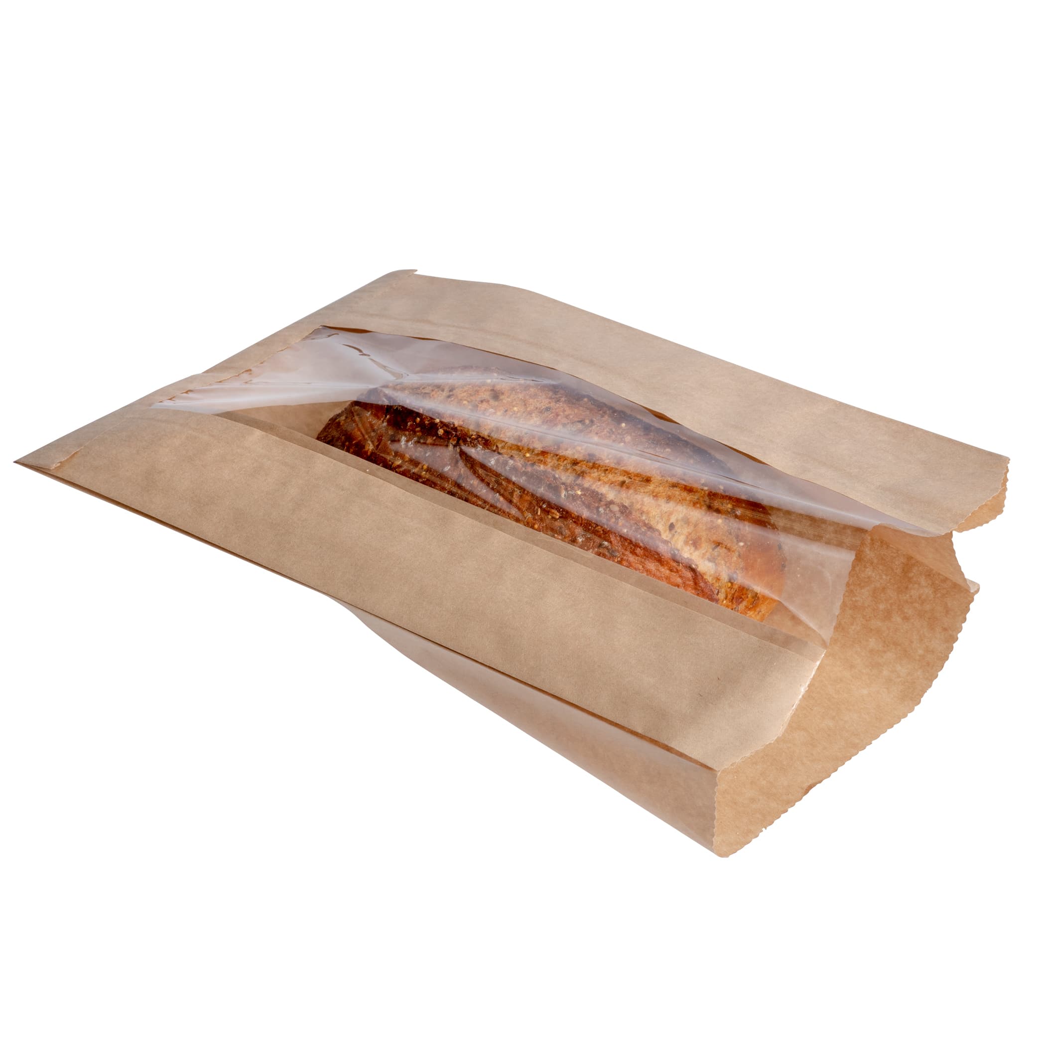 8" x 4" x 14" Kraft Window Round Loaf Panel Bag - Image 1