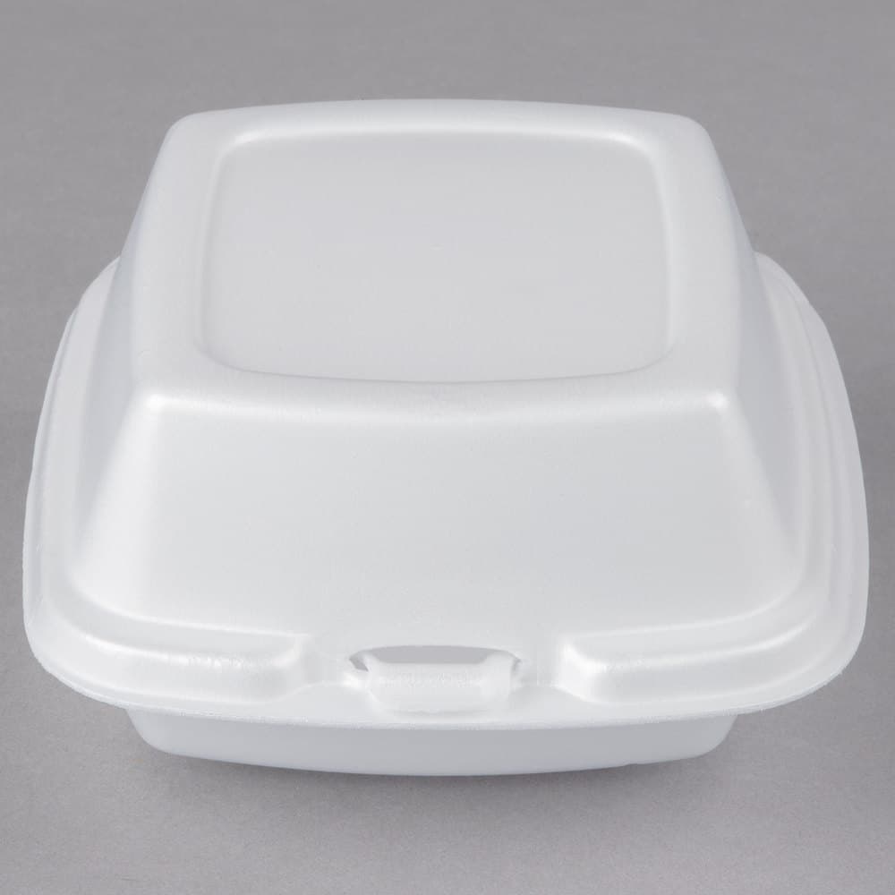 Dart 50HT1 5" x 5" x 3" White Foam Hinged Lid Container - Image 1