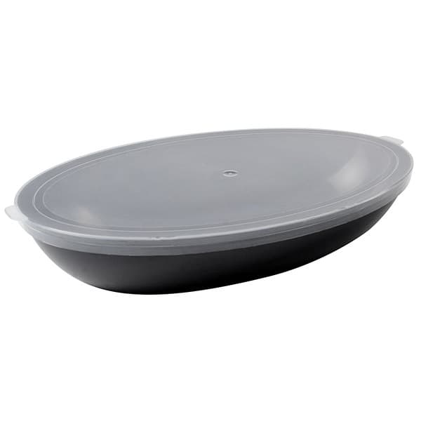 Fineline 452.L Platter Pleasers 10 1/2" x 6 3/5" Clear Polypropylene Flat Oval Bowl Lid - Image 1