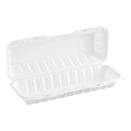 Ecopax Pebble Box MFPP White Hinged Hoagie Container 13.23" x 4.72" x 3.31" - Image 1