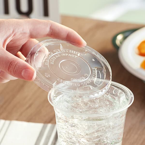 Clear PLA Lid - fits 9Q-24 oz Cold Cups, Straw Hole - Image 1