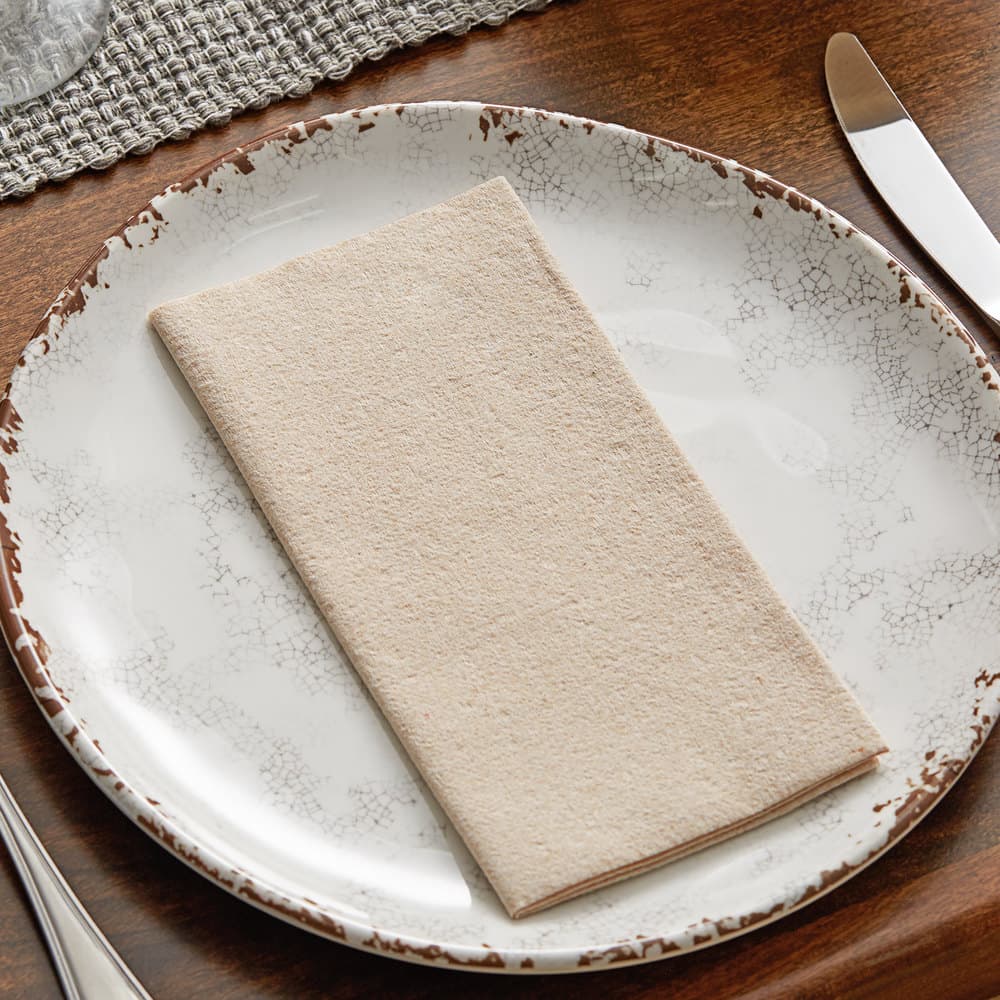 Hoffmaster 066072 15 1/2" x 17" Linen-Like Natural Kraft 1/8 Fold Dinner Napkin - Image 1