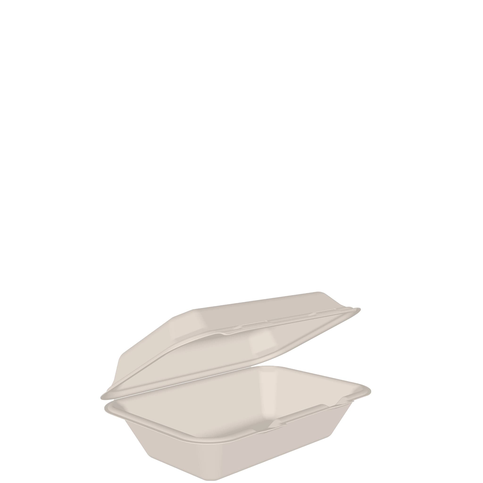 9" x 6" x 3" Fiber Clamshell Container, 1-Comp, PFAs Free