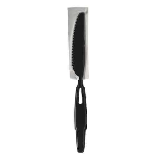 Dixie Ultra® Smartstock® Series-W Black Heavy Weight Polypropylene Plastic Wrapped Knife - Image 1