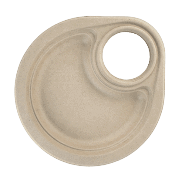 9 inch fiber food plate with cup holder