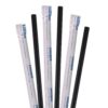 7.75" Standard Solid Black Paper Straw, Wrapped (3200/case)