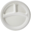 9" Round Fiber Plate, White, 3-Compartment (500/case)