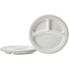 9" Round Fiber Plate, White, 3 Compartment, 500 case