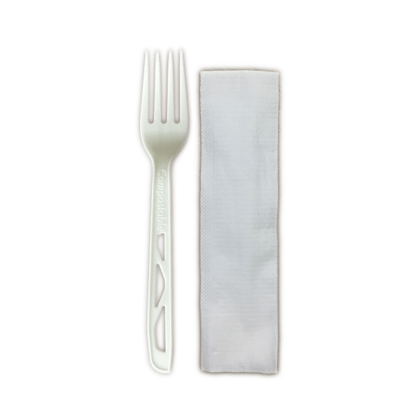 6.7" Heavy Duty Cutlery Kit, White - Fork, Napkin (1000/case)