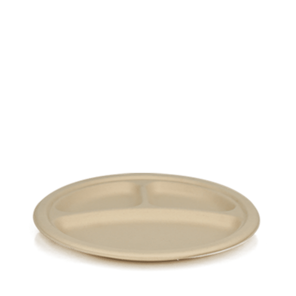 10" Round Fiber Plate, 3-Compartment (500/case)
